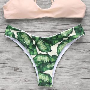 Green Palm Bathing Suit Bikini Swim BOTTOM ONLY